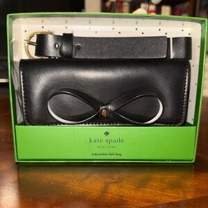 Kate Spade Black Leather Belt Bag with Bow